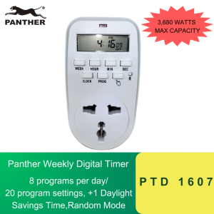 Panther PTD 1607 High-Quality Digital Weekly Timer 3680W 16A 230V Precision Home Automation Plug-in Timer