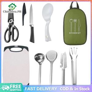 8 Pcs Camping Cooking Utensils Set Stainless Steel Camping Utensil Set Portable Outdoor Camp Cookware Set for Backpacking Outdoor Camping