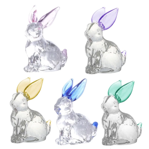 Glass Rabbit Statue Animal Figurine Ornaments for Garden Yard Home Office Table Bedroom Decoration Easter Gift