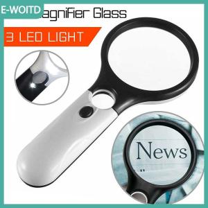 【E-WOITD】 3LED ánh sáng 45x cầm tay kính lúp đọc sách Magnifying Glass Lens Jewelry Loupe