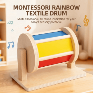 INTOONE Thiết kế giáo dục Trống vải Montessori Gỗ Koordinatơn tay-mắt Trống lăn màu gỗ Lăn Đồ chơi giáo dục sớm cho trẻ sơ sinh Dành cho trẻ từ 0-3 tuổi
