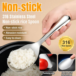 🥄 Premium Stainless Steel Rice Serving And Cooking Spoon - Food-Grade Durable Easy Clean Mirror-Bright Comfort Grip Non-Stick Thickened Material Deformation Resistant - 316 Stainless Steel Non-Stick Rice Spoon
