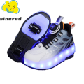 Sinered Two-Wheel Invisible Walking Shoes USB port rechargeable Two-Wheel Boy‘s Girl's Sports Roller Skating Shoes Double-Wheel Deformation Skating Shoes with Wheels. 
