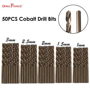 50PCS 1mm+1.5mm+2mm+2.5mm+3mm M35 Cobalt Drill Bit Set Small drill bit for Drilling on Hardened Steel Cast Iron&Stainless Steel drill bit for metal drill bits drill bit for wood