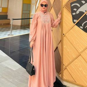 Yalla Dress Fashion Wanita Terbaru Gamis Simple Elegant Berkelas Shimer Premium Mix Bordir Modern
