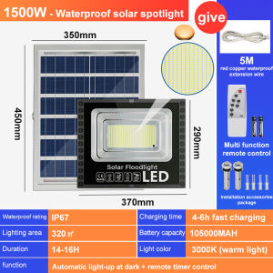 (5 Years Warranty)Solar Warm light Light Outdoor Lighting 5M cable lightsLED high brightness 600W Solar street light High Temp Endurance  IP67 Waterproof solar led outdoor light   sensor automatically turn on at darklampu solar Spotlight Outdoor Lighting