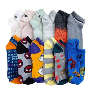 Kaos Kaki Motif Pendek Semata Kaki Pria Wanita Neon Motif 12 Pasang