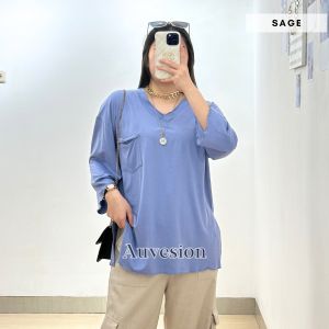 6125 Vesya Vee Slit Pocket Top Kaos Oversize Wanita Kaos Polos Wanita Adem 4847