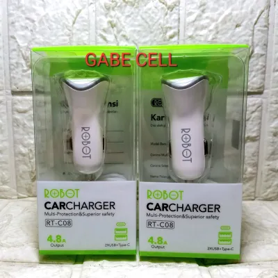 SAVER ROBOT RT-C08 3 USB 4.8A 2USB + TYPE C/ CHARGER MOTOR MOBIL RTC08 MOBILE CHARGER 2 USB + TYPE C