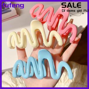 fufeng Dopamine màu kem hình học sóng dòng trở lại đầu tóc vuốt tóc vuốt tóc Clip Phụ Nữ Cô Gái kẹp tóc đuôi ngựa Phụ kiện tóc