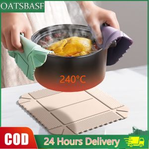 OATSBASF Magnetic Reusable Picnic Plate Folding Storage Box High Temperature Resistant Silicone Insulation Pad