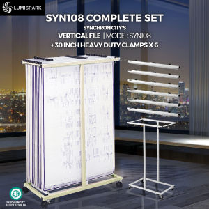 LUMISPARK SYN108 Blueprint Rack Stand - Mobile Vertical File Blueprint Rack – Adjustable Steel Plan Holder with Locking Wheels – Fits 24" to 36" Hanging Clamps - Heavy-Duty Document Storage Cart for Architects Engineers Drafting & Office Use
