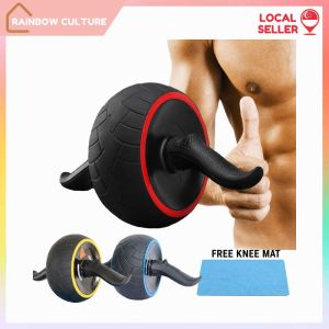 【Rainbow Culture】 Automatic Rebound Ab Roller with Knee Mat | Wide Wheel Core Training for Home Workouts