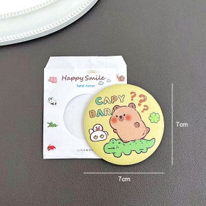 Capybara Cartoon Mirror 🪞 卡皮巴拉镜子 Cermin Mini Comel Mudah Dibawa Bentuk Bulat Kecil Mini Cute Portable Small Round Makeup