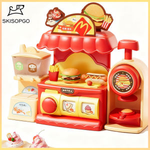 SKISOPGO Kid Colored Clay Toy Light and Music Play House Kitchen Toy Set Burger Shop Clay Plasticine Mold