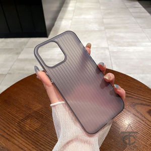 ใหม่ เคสฝ้า เนื้อลายแนวตั้ง บางเฉียบ เหมาะสำหรับ iPhone 11 15 14 13 12 16 Pro Max plus 15promax กันกระแทก เคสแฟชั่นเรียบง่าย