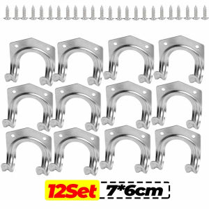 Dizoey 12PCS Metal Wall Hooks with Screws Garage Shed Hanging Organizer Multi-Purpose Hanger Holder Double Hooks for Garden Kitchen Brackets