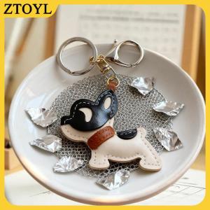 ZTOYL  Đáng yêu PU da pháp Bulldog Keychain Mặt dây chuyền dễ thương con chó con túi quyến rũ ba lô treo xe Keyring quà tặng phụ kiện thời trang