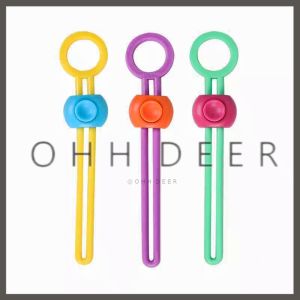 OHHDEER 1PC Food Silicone Sealing Clips with Hangable Strapping Ropes Wire Cable Ties Earphone Cord Kitchen Bread Food Bag Sealing Clamps