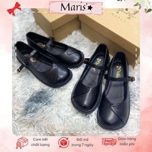 Giày búp bê nữ Doll mũi đan xéo ⚡ GIÁ SALE ⚡Giày bệt nữ đế bằng có dây cài đen da phong cách Ulzzang thời trang Hàn Quốc