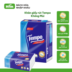 [MUA 2 LỐC GIẤY RÚT TẶNG 1 HỘP GIẤY RÚT] Khăn giấy rút cao cấp Tempo  - 4 lớp bền dai an toàn cho da - Thương hiệu Đức (90 tờ/gói)