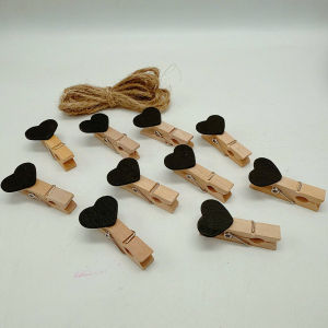 Sét 10 kẹp gỗ màu hình trái tim treo hình ảnh làm sự kiện tiệc tặng 2 mét dây thừng size 0.7x3.5cm ( xem trong mô tả )..