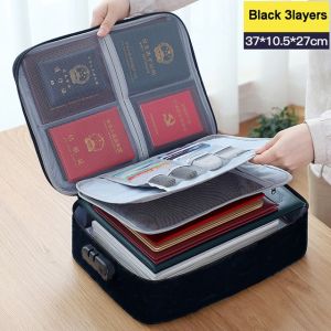 MLADEN Waterproof 3-Layer Multifunction Document Storage Bag with Lock Package Multi-layers Home Document Card Passport Travel Storage Bag
