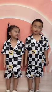 Smile Korean S-XL V-neck sleepwear short sleeves cotton pajamas for kids