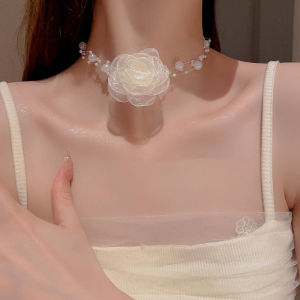 Vòng choker hoa ngọc lãng mạn kiểu Pháp vòng cổ nữ chuỗi ngọc