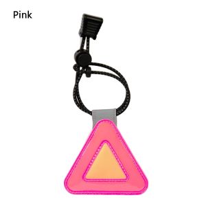 ALLLUCK 1Pcs Elastic Cord Reflective Triangle Sign Plastic Safety Warning Safety Clip Durable with Spring Hook Hanging Tag for Backpack Kids School Bag
