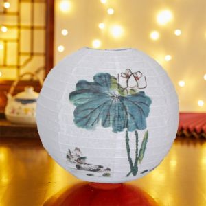 RGFV Flower Letter Printed Festival Lantern Bamboo Paper Hanging Chinese Lantern Traditional 30cm Paper Lantern Home Decoration