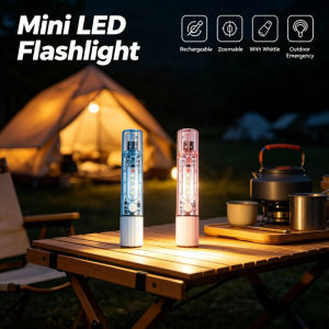 High Quality Mini LED Flashlight Rechargeable Zoomable Portable Outdoor Emergency Light with Whistle