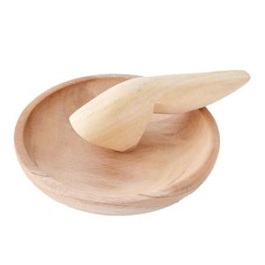 cobek kayu 1 set kayu mahoni