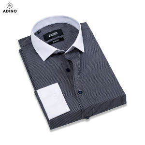 Áo sơ mi nam xanh kẻ phối màu ADINO vải sợi sồi Modal mềm mịn thoáng mát dáng slimfit công sở trẻ trung S269