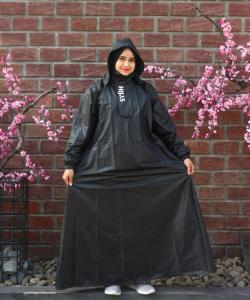 Jas Hujan Gamis Zipper Hijab Syari Pria Wanita Dewasa Bahan Parasut Balon Kuat dan Tebal