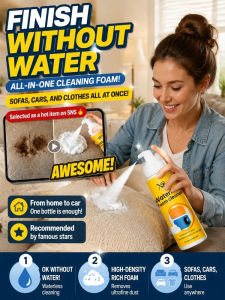 Waterless Foam Cleaner/No Rinse Foam Cleaning Spray/Multipurpose Stain Remover/Quick Dry Cleaning Mousse/Household Surface Care