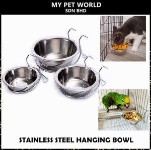 Pet World Stainless Steel Pet Dog Cat Kitten Cage Hanging Food Water Dish Bowl Feeder with Hook
