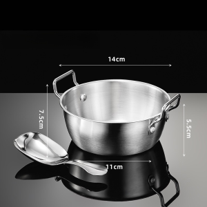 Portable Dual Purpose 304 Stainless Steel Bowl With Lid Noodle Bowl Double Handle Bowl