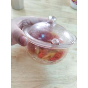 Hũ đựng gia vị chah ớt satế có muỗng và nắp đậy nhựa Acrylic trong suốt (Hủ 44A/ Hủ 45A)
