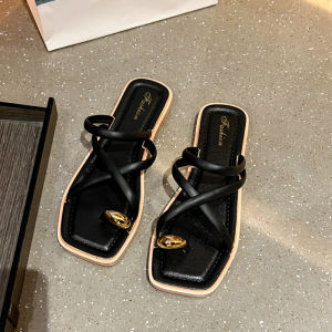 [Free Shipping] New summer womens flat flip-flops with rhinestones fashionable and versatile non-slip ultra-light suitable for outdoor wear one-strap beach sandals