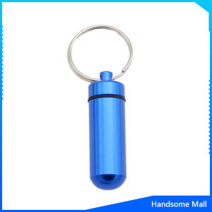 H.S. กล่องยายาพวงกุญแจอลูมิเนียม กล่องใส่ยาขนาดเล็กแบบพกพากันน้ำ Keychain Pill Box