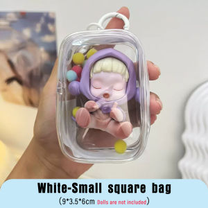 Transparent Blind Box Display Bag with Keychain Anime Doll Display Box Hanging Bag Portable PVC Closed Display Storage Bag Zipper Closure Dustproof Collectibles Display Case Gift for Mini Figures Dolls