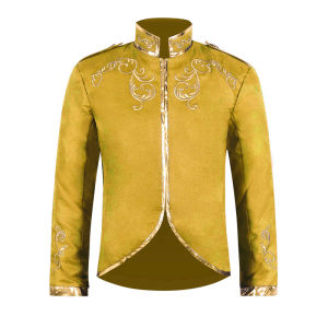2025 New White Halloween Standing Collar Fashion Jacket for MenPurple Medieval Court Prince Gold Embroidered Suit Sport Jackets