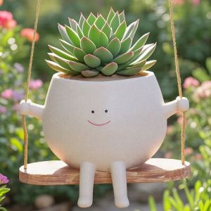 DILER Wall Hanging Swinging Plant Pot Easy Installation Durable Flower Container Medium Plants Flowerpot Garden