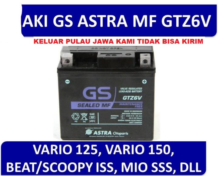 AKI MOTOR AKI KERING AKI GS ASTRA ASLI ORIGINAL TYPE GTZ6V COCOK UNTUK