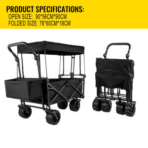 Ready Stock🔥Outdoor Folding Wagon Trolley 7-inch Camping Cart with Storage Basket Beach Shopping Cart