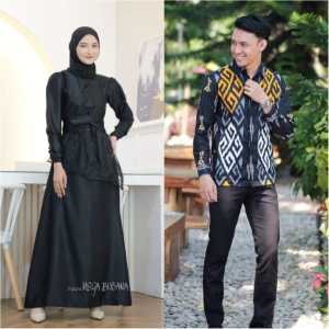 Couple Saukia Dress Brukat Mewah Remaja Dewasa Wanita Gamis Couple Pasangan Kemeja Batik Fashion Seragam Pakaian Pesta Kondangan Jumbo Termurah