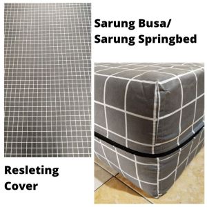 TINGGI 15 - 20 CM Sarung Kasur Resleting Sprei Resleting Motif Kotak Kotak Aesthetic warna hitam navy tartan Promo Termurah