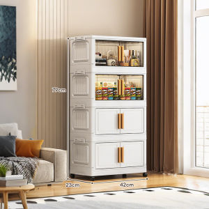 42-60cm Lowest Price 2 Doors Multipurpose Foldable Storage Cabinet Storage Rack Removable Stackable Storage Box Almari Plastik 收納櫃