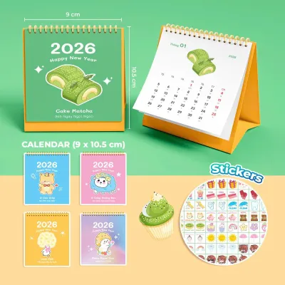 Lịch Để Bàn Mini 2026 – Bộ 5 Cuốn Lịch Có Note Kèm Sticker Trang Trí Dễ Thương (9x10.5cm) – ABBOOKS